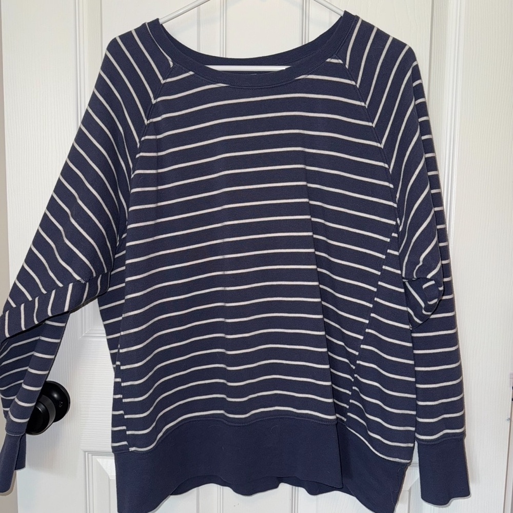 Target Navy and White Striped Crew Neck Sweater